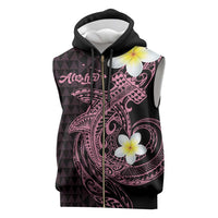 Aloha Hammerhead Shark Sleeveless Zip Hoodie Vivacious Pink Hawaiian Kakau Tribal Tattoo LT9