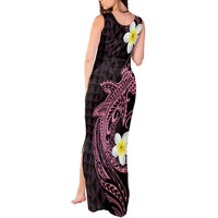 Aloha Hammerhead Shark Tank Maxi Dress Vivacious Pink Hawaiian Kakau Tribal Tattoo