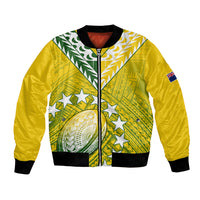 (Custom Text And Number) The Kuki's Cook Islands Rugby Bomber Jacket Be Unique Vibe Yellow LT9 Unisex Yellow - Polynesian Pride