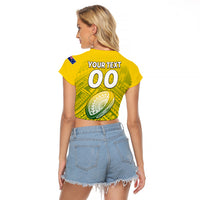 (Custom Text And Number) The Kuki's Cook Islands Rugby Raglan Cropped T Shirt Be Unique Vibe Yellow LT9 - Polynesian Pride