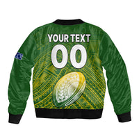(Custom Text And Number) The Kuki's Cook Islands Rugby Bomber Jacket Be Unique Vibe Green LT9 - Polynesian Pride