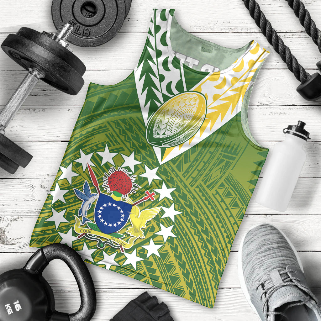 (Custom Text And Number) The Kuki's Cook Islands Rugby Men Tank Top Be Unique Vibe Green LT9 Green - Polynesian Pride