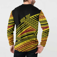 Personalised Tonga Ha apai High School Button Sweatshirt Ngatu Fonulei Pattern
