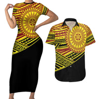 Personalised Tonga Ha apai High School Couples Matching Short Sleeve Bodycon Dress and Hawaiian Shirt Ngatu Fonulei Pattern