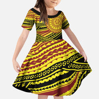 Personalised Tonga Ha apai High School Kid Short Sleeve Dress Ngatu Fonulei Pattern