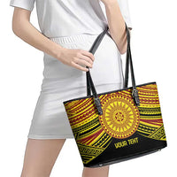 Personalised Tonga Ha apai High School Leather Tote Bag Ngatu Fonulei Pattern
