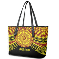 Personalised Tonga Ha apai High School Leather Tote Bag Ngatu Fonulei Pattern