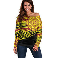Personalised Tonga Ha apai High School Off Shoulder Sweater Ngatu Fonulei Pattern