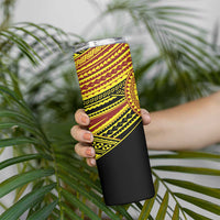 Personalised Tonga Ha apai High School Skinny Tumbler Ngatu Fonulei Pattern