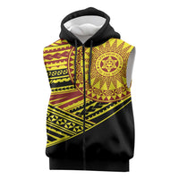 Personalised Tonga Ha apai High School Sleeveless Zip Hoodie Ngatu Fonulei Pattern LT9 Gold - Polynesian Pride