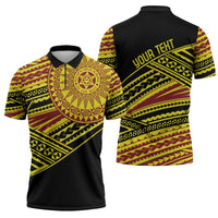 Personalised Tonga Ha apai High School Zipper Polo Shirt Ngatu Fonulei Pattern - Polynesian Pride