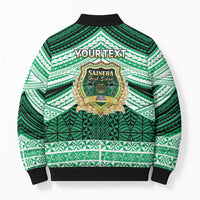 Personalised Tonga Saineha High School Bomber Puffer Jacket Polynesian Ngatu Tribal - Polynesian Pride