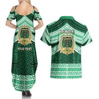 Personalised Tonga Saineha High School Couples Matching Summer Maxi Dress and Hawaiian Shirt Polynesian Ngatu Tribal