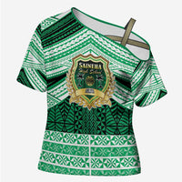 Personalised Tonga Saineha High School Cross Shoulder Shirt Polynesian Ngatu Tribal - Polynesian Pride
