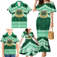 Personalised Tonga Saineha High School Family Matching Mermaid Dress and Hawaiian Shirt Polynesian Ngatu Tribal