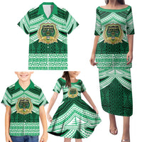 Personalised Tonga Saineha High School Family Matching Puletasi and Hawaiian Shirt Polynesian Ngatu Tribal