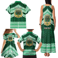Personalised Tonga Saineha High School Family Matching Tank Maxi Dress and Hawaiian Shirt Polynesian Ngatu Tribal