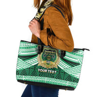 Personalised Tonga Saineha High School Leather Tote Bag Polynesian Ngatu Tribal