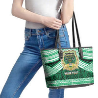 Personalised Tonga Saineha High School Leather Tote Bag Polynesian Ngatu Tribal