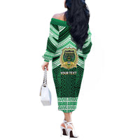 Personalised Tonga Saineha High School Off The Shoulder Long Sleeve Dress Polynesian Ngatu Tribal