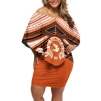 Personalised Tonga Tailulu College Family Matching Off Shoulder Short Dress and Hawaiian Shirt Polynesian Ngatu Tribal