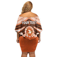 Personalised Tonga Tailulu College Family Matching Off Shoulder Short Dress and Hawaiian Shirt Polynesian Ngatu Tribal