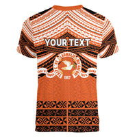 Personalised Tonga Tailulu College Women V-Neck T-Shirt Polynesian Ngatu Tribal