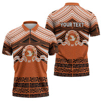 Personalised Tonga Tailulu College Zipper Polo Shirt Polynesian Ngatu Tribal - Polynesian Pride