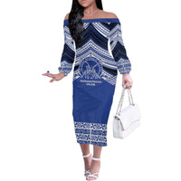 Personalised Tonga Taufa'ahau Pilolevu College Family Matching Off The Shoulder Long Sleeve Dress and Hawaiian Shirt Polynesian Ngatu Tribal