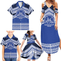 Personalised Tonga Taufa'ahau Pilolevu College Family Matching Summer Maxi Dress and Hawaiian Shirt Polynesian Ngatu Tribal