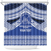 Personalised Tonga Taufa'ahau Pilolevu College Shower Curtain Polynesian Ngatu Tribal LT9 Blue - Polynesian Pride