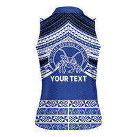 Personalised Tonga Taufa'ahau Pilolevu College Women Sleeveless Polo Shirt Polynesian Ngatu Tribal