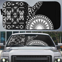 Black Tongan Ngatu Fonulei Pattern Auto Sun Shade - Polynesian Pride