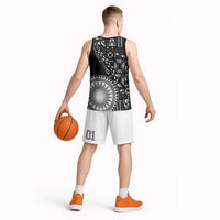Black Tongan Ngatu Fonulei Pattern Basketball Jersey - Polynesian Pride