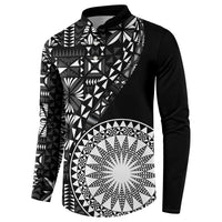 Black Tongan Ngatu Fonulei Pattern Button Sweatshirt