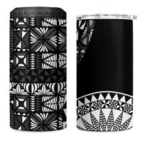 Black Tongan Ngatu Fonulei Pattern 4 in 1 Can Cooler Tumbler