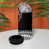 Black Tongan Ngatu Fonulei Pattern 4 in 1 Can Cooler Tumbler