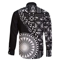 Black Tongan Ngatu Fonulei Pattern Family Matching Off Shoulder Short Dress and Hawaiian Shirt