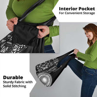 Black Tongan Ngatu Fonulei Pattern Grocery Bag