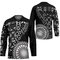 Black Tongan Ngatu Fonulei Pattern Hockey Jersey - Polynesian Pride
