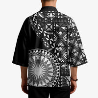 Black Tongan Ngatu Fonulei Pattern Kimono - Polynesian Pride