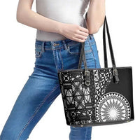 Black Tongan Ngatu Fonulei Pattern Leather Tote Bag