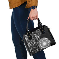 Black Tongan Ngatu Fonulei Pattern Shoulder Handbag
