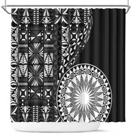 Black Tongan Ngatu Fonulei Pattern Shower Curtain LT9 Black - Polynesian Pride