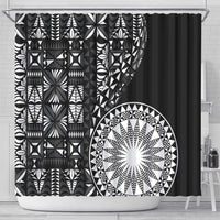 Black Tongan Ngatu Fonulei Pattern Shower Curtain LT9 - Polynesian Pride