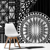 Black Tongan Ngatu Fonulei Pattern Window Curtain