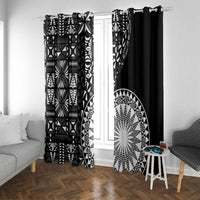 Black Tongan Ngatu Fonulei Pattern Window Curtain