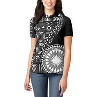 Black Tongan Ngatu Fonulei Pattern Women Polo Shirt
