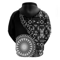 Black Tongan Ngatu Fonulei Pattern Zip Hoodie