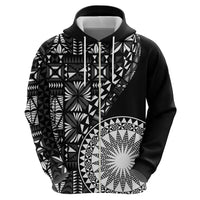 Black Tongan Ngatu Fonulei Pattern Zip Hoodie